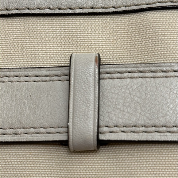 Coach F11682 Hampton Ivory Canvas Leather Stripe Satchel Carryall Tote Handbag - Picture 4 of 14